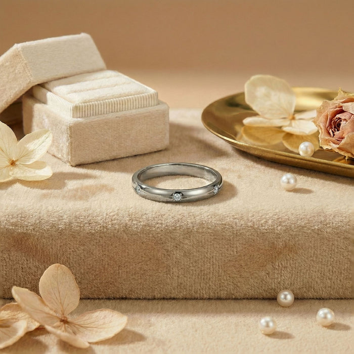 Wholesale Two-Tone Gold and Silver Green Zircon Band Ring