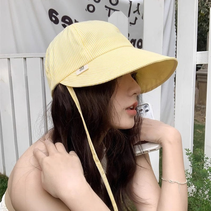 Wholesale Sunshade hat, women's fisherman hat, striped lightweight folding duck tongue hat