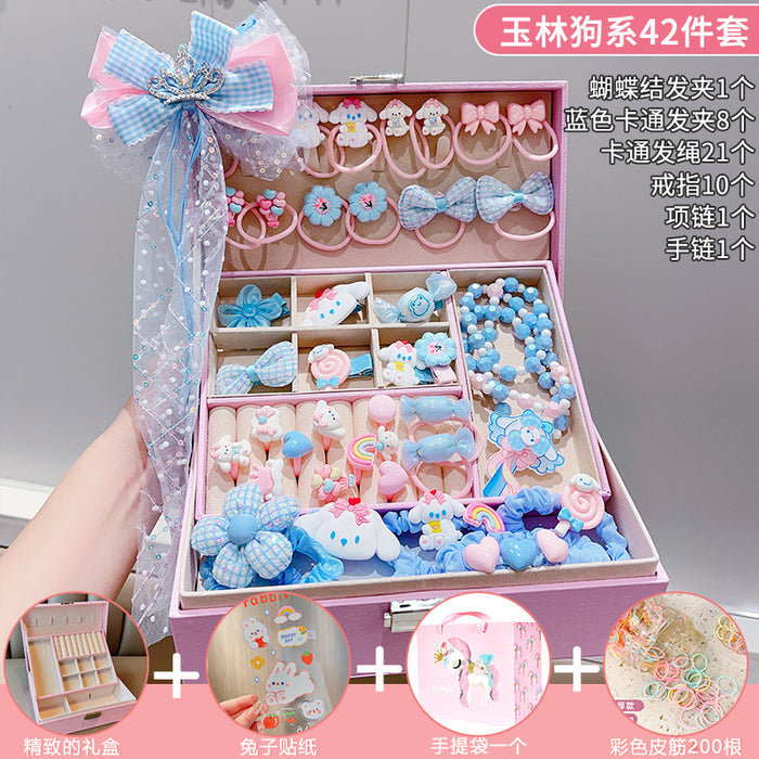Wholesale Children' s New Headwear Girl Birthday Gift Jewelry Box Princess Girl Hair Accessories Set Gift Box Baby Hair Clip