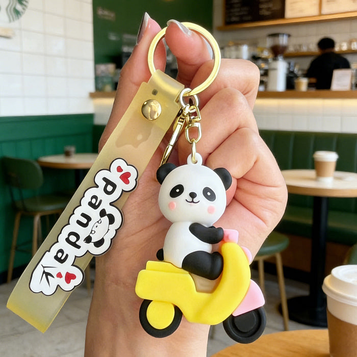 Wholesale Silicone PVC Panda Keychain Cute Red Panda Dressed for Car Key Bag Gift Decorative Accessory MOQ≥2