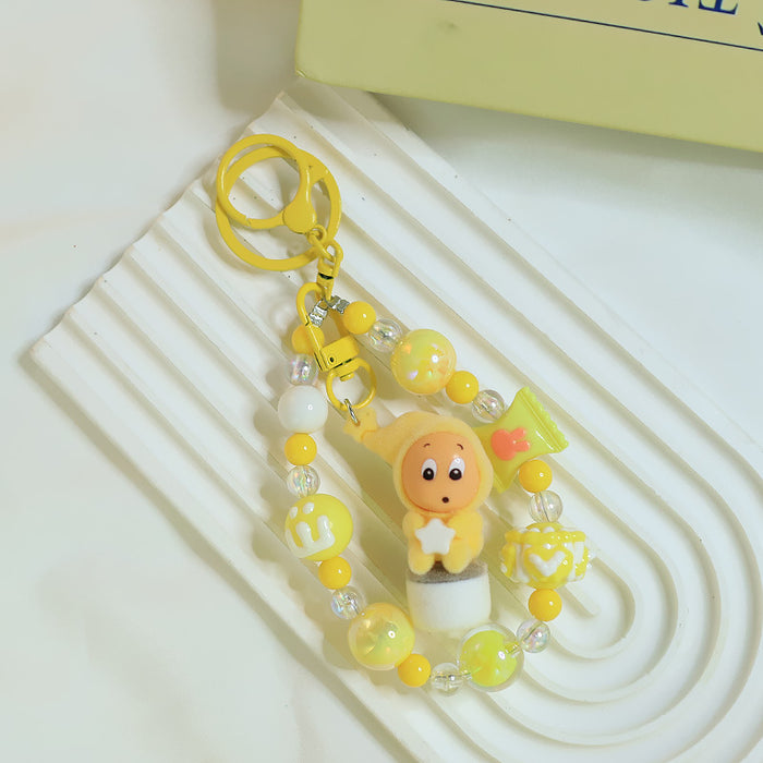 Wholesale Cute flocking star keychain doll pendant bag small jewelry pendant cute particles