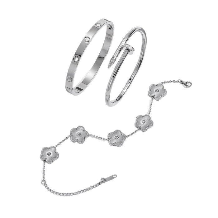 Wholesale Trendy Gold Tone Stainless Steel Bangle Bracelet Chic Jewelry Accessory