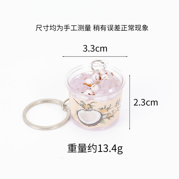 Wholesale Summer Dessert Miniature Food Charm Herbal Jelly Drink Keychain Decorative Bag Accessory Chic Boutique Gift