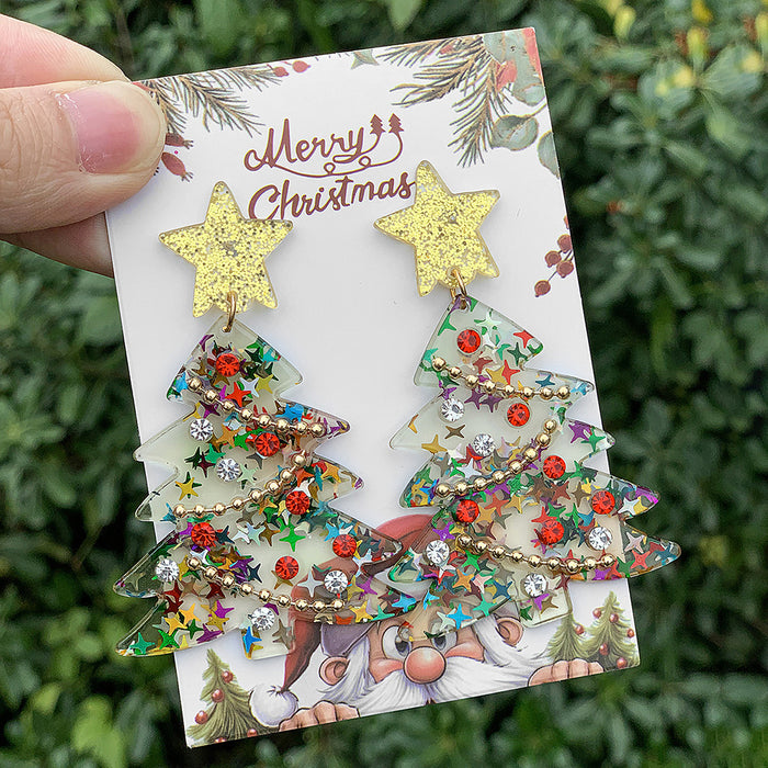 Wholesale Christmas Tree 2D Acrylic Gold Star Stud Earrings Trendy Fashion Accessory Great For Party Wear And Resale