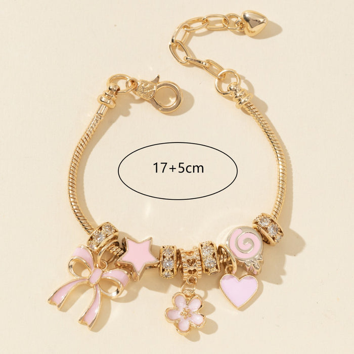 Wholesale Women' s DIY Beaded Pink Heart Bracelets