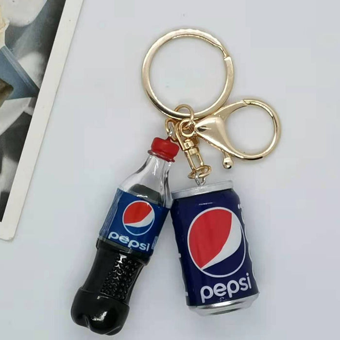 Wholesale simulation Coke  beverage bottle can combination key chain bag car key chain pendant gift