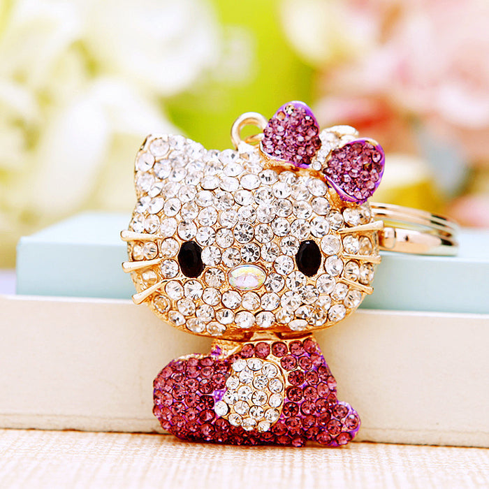 Wholesale Diamond car keychain metal bag pendant keychain ring gift