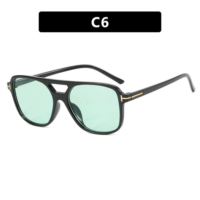 Wholesale T-shaped Double Bridge Square Frame PC Sunglasses for Women JDC-SG-PLS122
