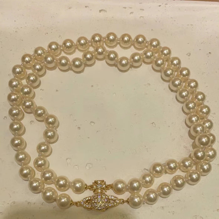 Wholesale Double layer pearl necklace with magnetic attraction