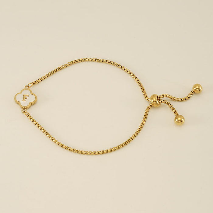 Wholesale Stainless Steel Seashell Four-Leaf Clover Letter Bracelet