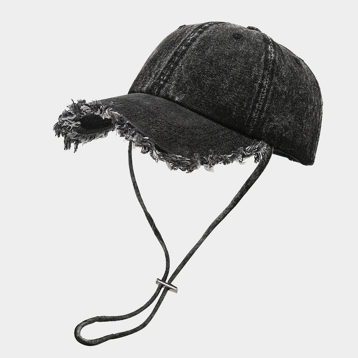 Wholesale Summer retro denim soft-top baseball Fashionhat with frayed edges