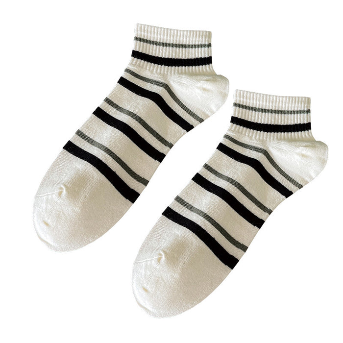 Wholesale Socks, thin boat socks, striped casual sports, low cut embroidery