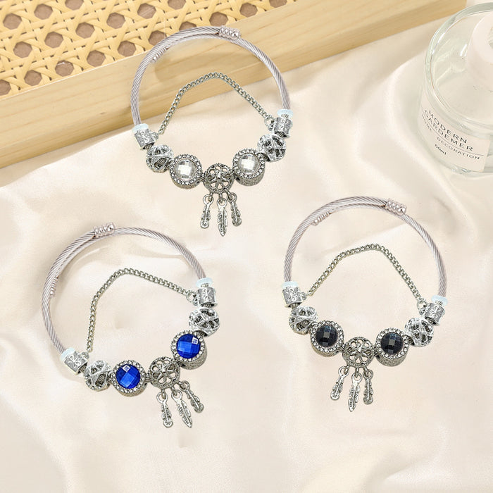 Wholesale Dreamcatcher Beaded Bracelet for Women Black Alloy Electroplated Fashion Jewelry Accessory Gift