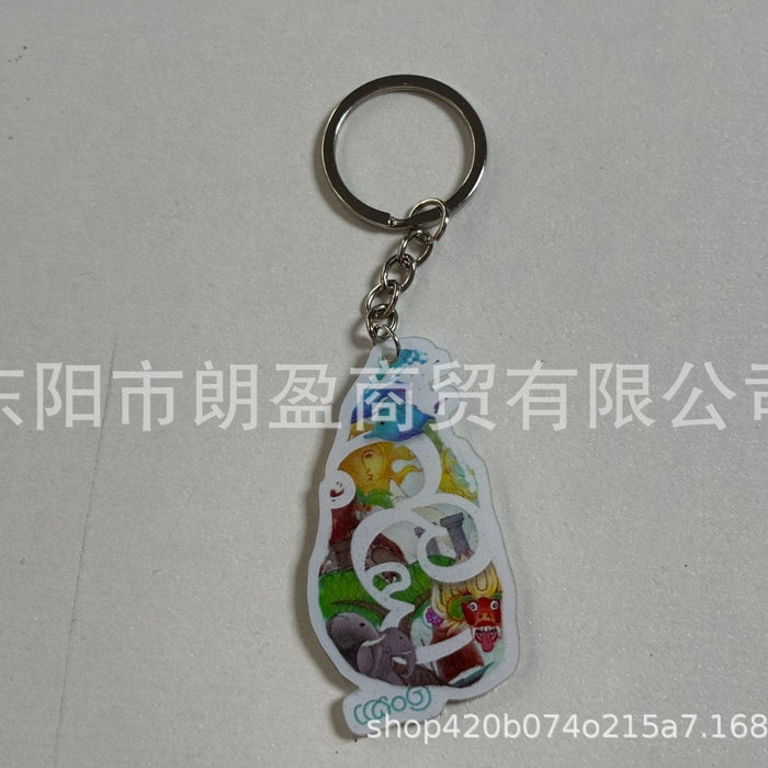 Wholesale Flat acrylic decorative keychain backpack key pendant