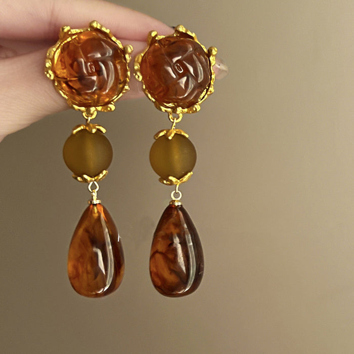 Wholesale  silver needle geometric irregular resin earrings heart earrings