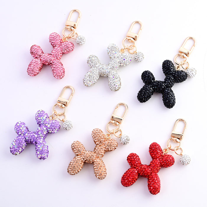 Wholesale Cute Balloon Puppy Diamond Car Keychain