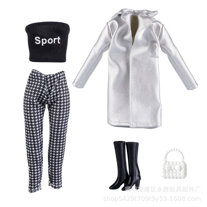 Wholesale Doll  clothes multi-color long leather coat skirt beaded shorts dress