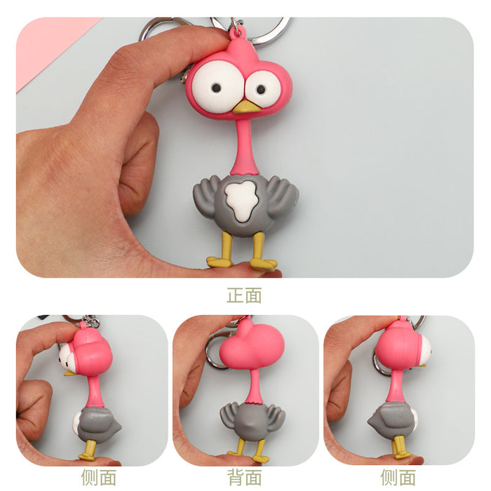 Wholesale Creative Cartoon Three-dimensional Doll Ostrich Silicone Keychain JDC-KC-BenX005