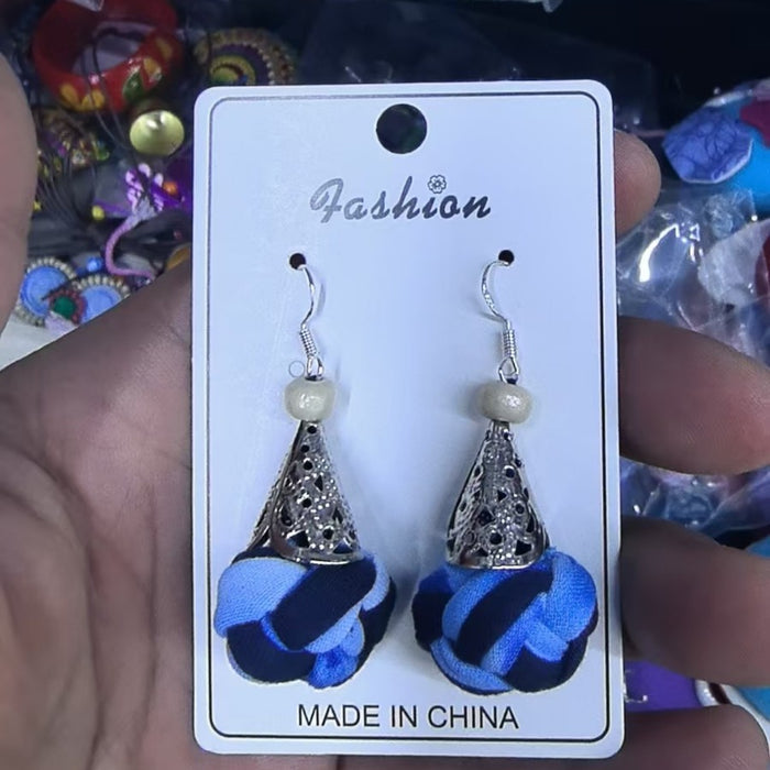 Wholesale Hand woven blue tie dye earrings