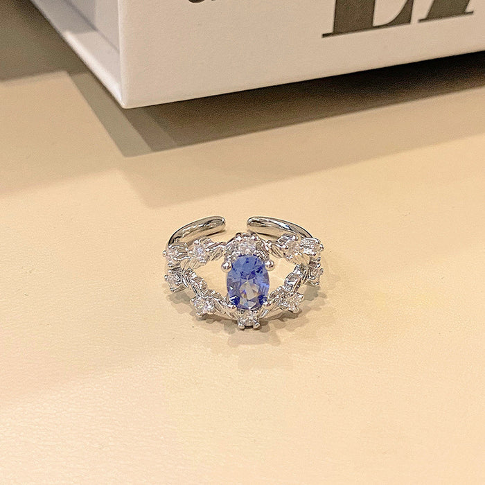 Wholesale Small niche design with micro inlaid color zirconium opening ring, exquisite, light luxury, fashionable and versatile