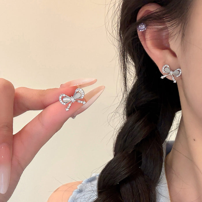 Wholesale Bow earrings, light luxury, niche, high-end earrings, new exquisite earrings, temperament earrings