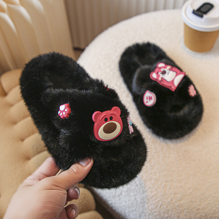 Wholesale Cartoon bear cute home thick-soled cotton-padded shoes slippers outerwear f slippers
