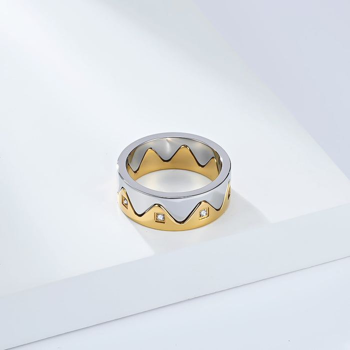 Wholesale Crown diamond studded titanium steel ring