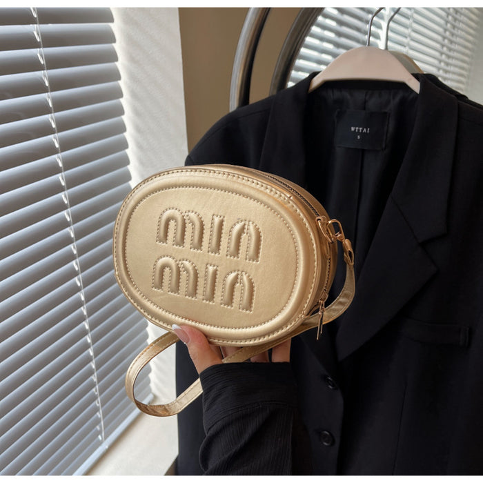 Wholesale Bowling bag, oil wax leather texture, shell bag, crossbody, single shoulder, versatile and fashionable small bag