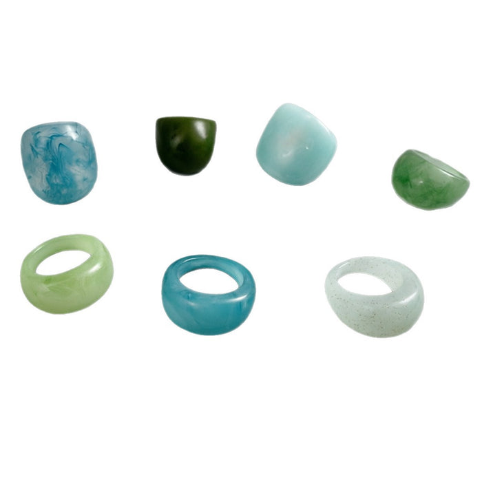 Wholesale Trendy Resin Gradient Ring Women' s Geometric Jewelry Accessory MOQ≥5
