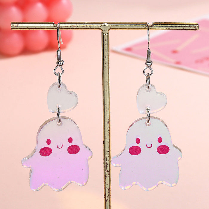 Wholesale Easter Rainbow Eggs Love Rabbit Earrings Cute Ghost Colorful Acrylic Earrings Sweet Earrings