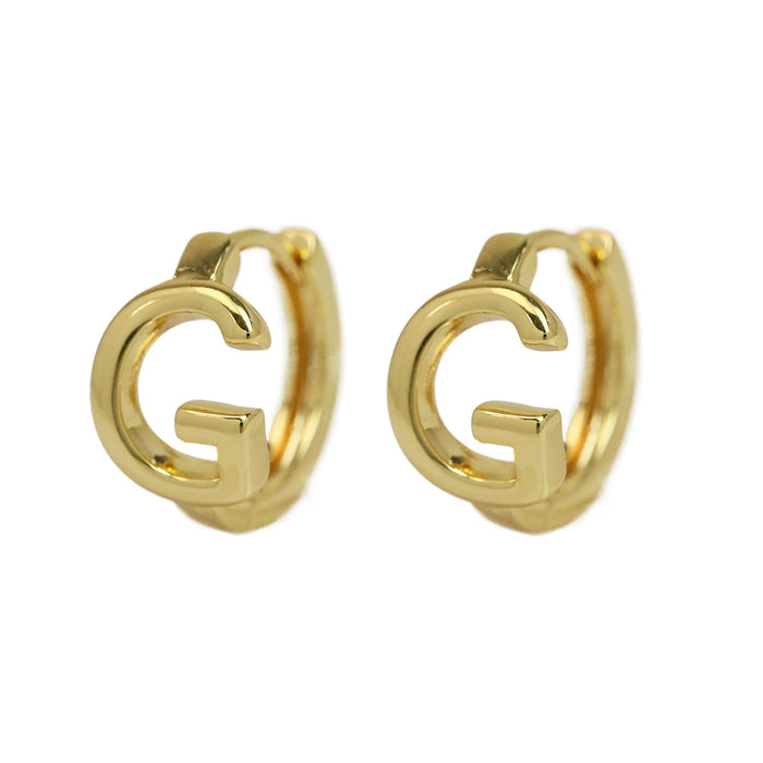 Wholesale  18k gold high-polished brass simple 26 English letters earrings