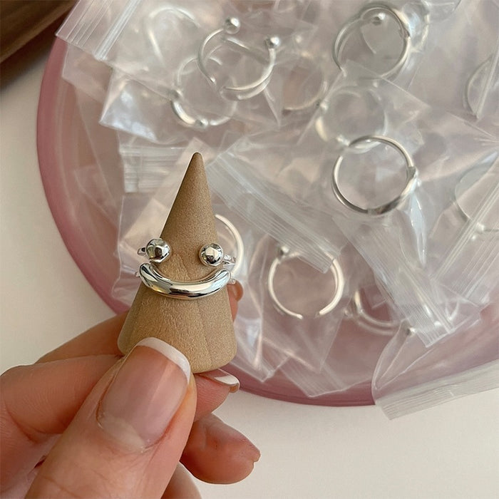 Wholesale A niche design with a smiling face and spherical ring, featuring a minimalist style, fashionable personality, and versatile temperament