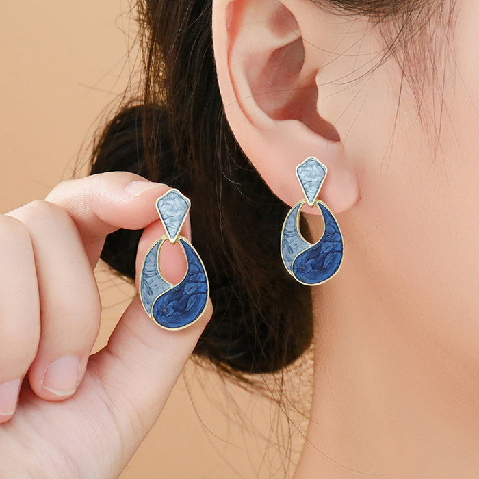 Wholesale Color blocking earrings, niche design, high-end earrings and accessories