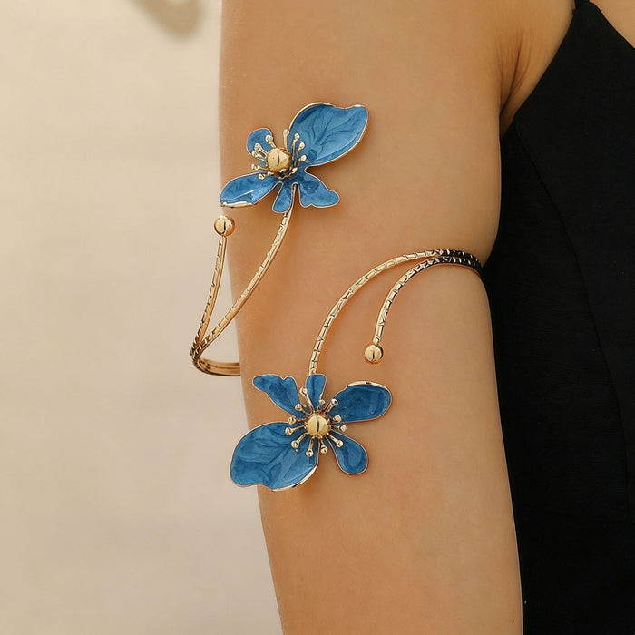 Wholesale Floral Open Cuff Bracelet Trendy Adjustable Arm Jewelry