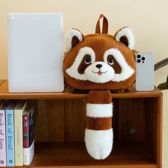 Wholesale Cute little raccoon plush toy backpack children' s bag doll