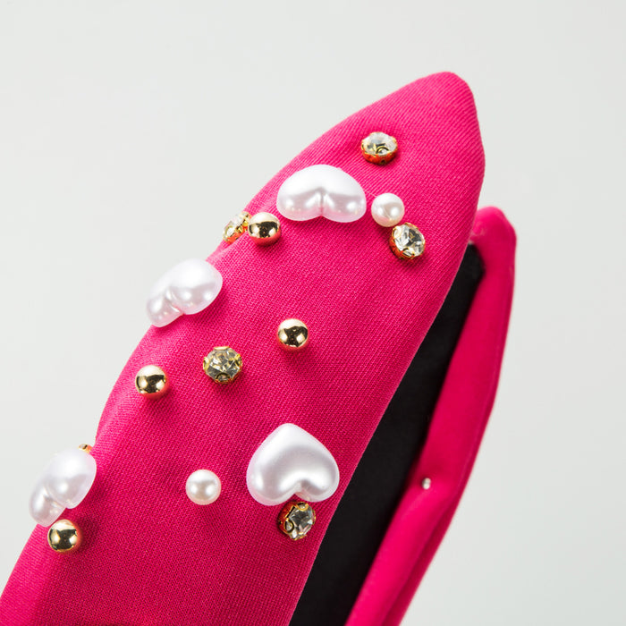 Wholesale Valentine' s Day Heart-Shaped Pearl Wide Headband