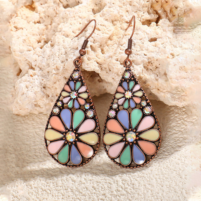 Wholesale Zinc Alloy Bohemian Drop Earrings with Rhinestone for Party Wear Boutique Resale MOQ≥2
