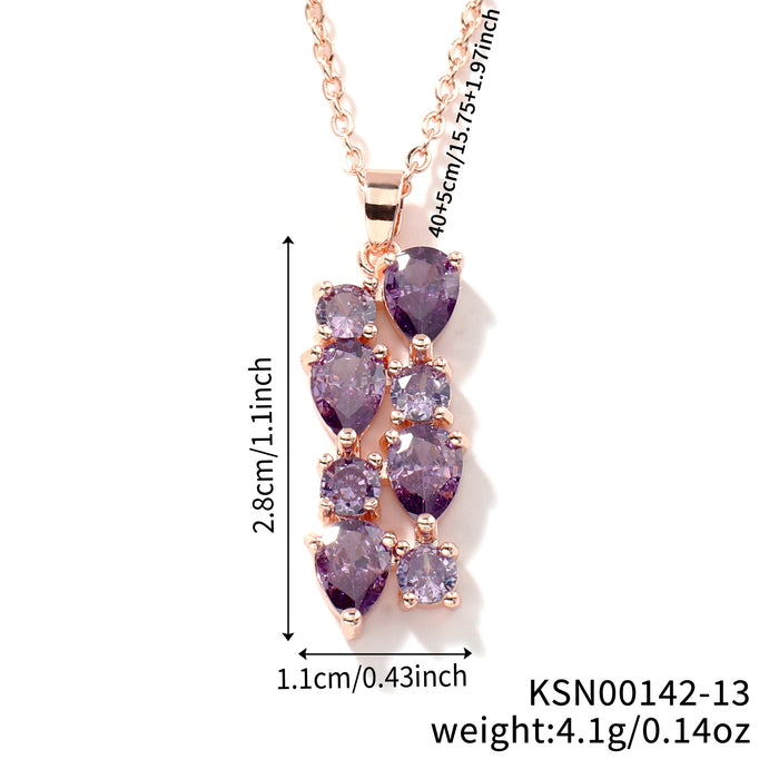 Wholesale Necklace Colored Stone Zircon Pendant Long Necklace Colorful Necklace