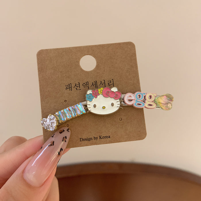 Wholesale Hair Clip Colorfulful Crystal Cat Bangs Side Clip Colorful crystal cat bangs hairpin