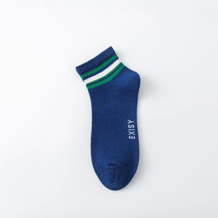 Wholesale Short tube men's socks, fashionable striped socks, casual and comfortable cotton socks, breathable and personalized