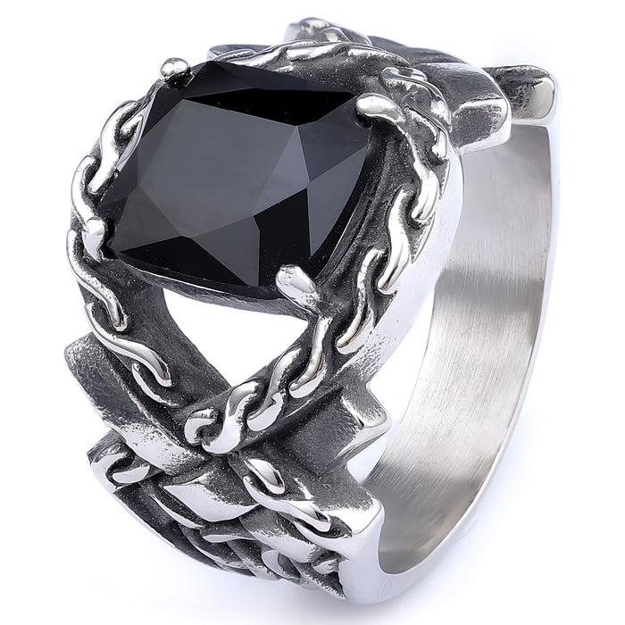 Wholesale Gemstone Stainless Steel Men's Ring JDC-RS-MoEr005