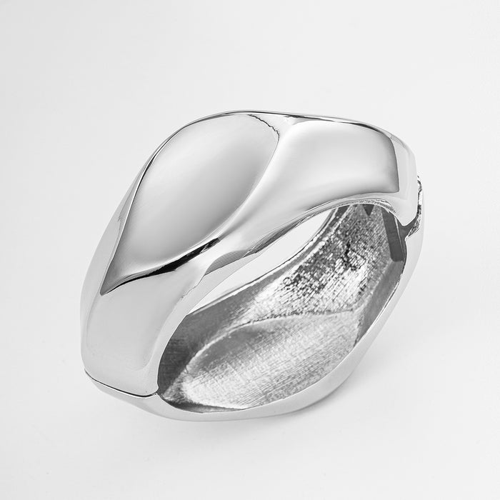 Wholesale Exaggerated jewelry, simple irregular glossy bracelet, personalized alloy round wide open bracelet