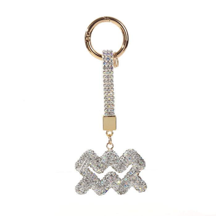 Wholesale Full Crystal Zodiac Keychain Diamond-Encrusted Car Key Chain,  Simple and Personalized Pendant