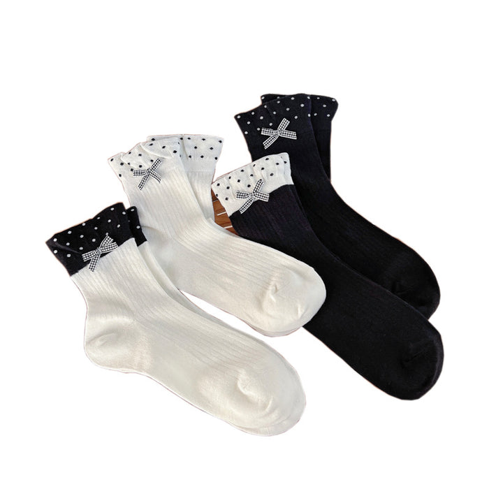 Wholesale Socks Thin Breathable Socks Loose Mouth Wave Point Middle Tube Socks College Wind Pile Socks