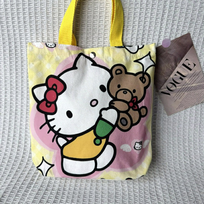 Wholesale Cartoon-Style Large-Capacity Canvas Shoulder Bag with Button Closure