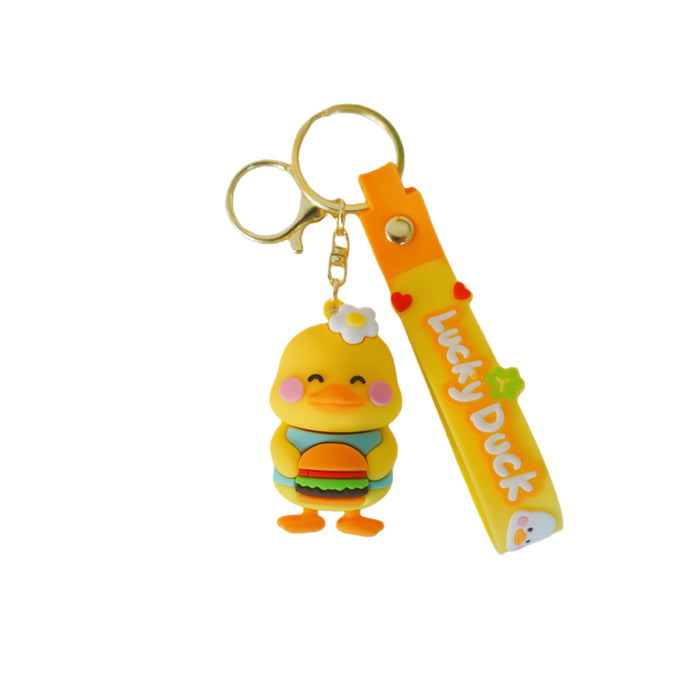Wholesale Cute Silicone Duck Keychain in Blue Ice Cream Bag Charm Car Accessory