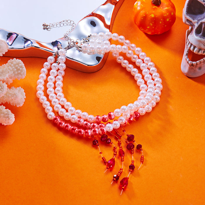 Wholesale Gothic blood drop tassel collar choker  personalized beaded necklace
