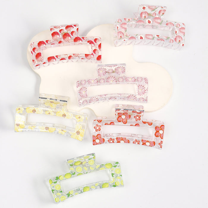 Wholesale Square Transparent Printing Plastic Hair Clip JDC-HC-Fengp007