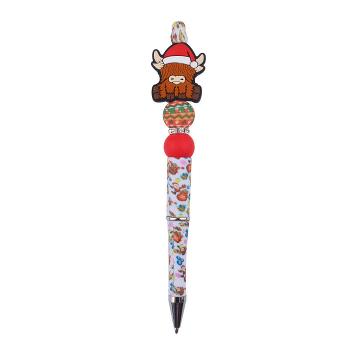 Wholesale Cartoon Christmas Silicone Plastic Bead Pen JDC-PN-GuangTian013