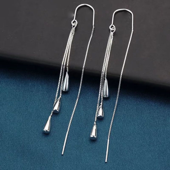Wholesale Pure silver ear line women's long ear hook tassel earrings, niche design temperament, drooping feeling earrings